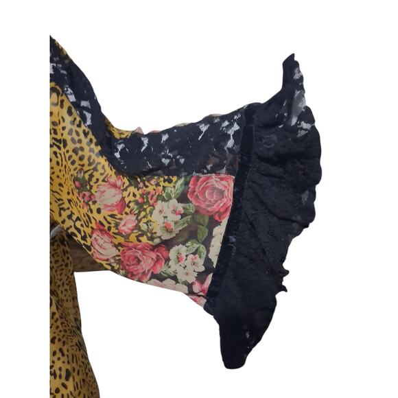 Uncle Frank Leopard Whimsigoth Women's Size XL Lace Oversized Fairycore Boho Top - Picture 2 of 9